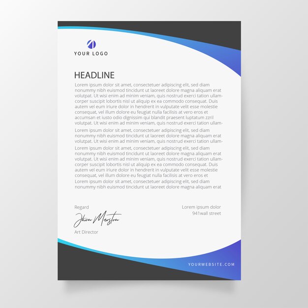 Modern letterhead with abstract shapes