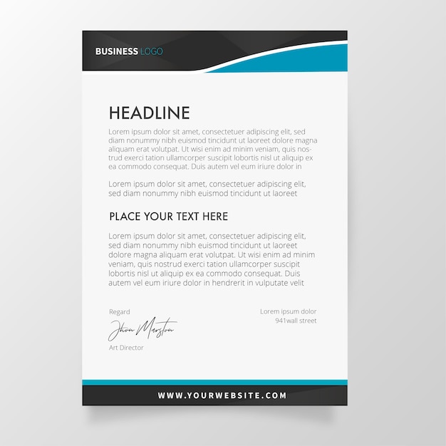 Free vector modern letterhead with abstract shapes