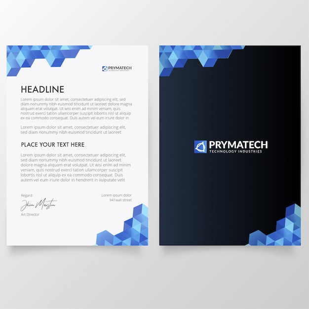 Free vector modern letterhead with technology concept