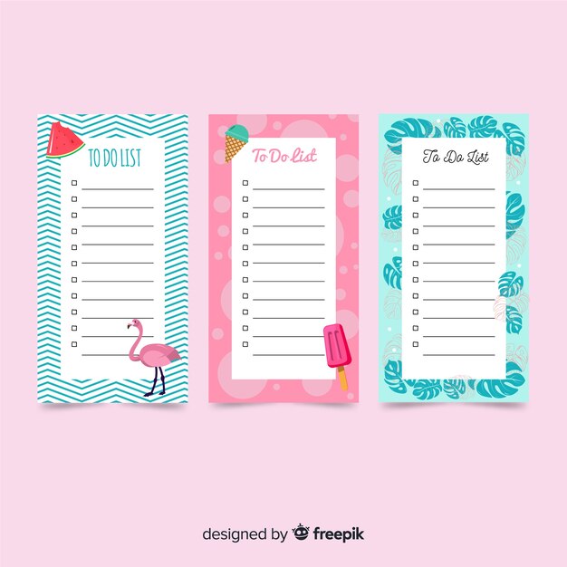 Modern to do list collection with tropical style