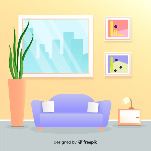 Modern living room with flat design