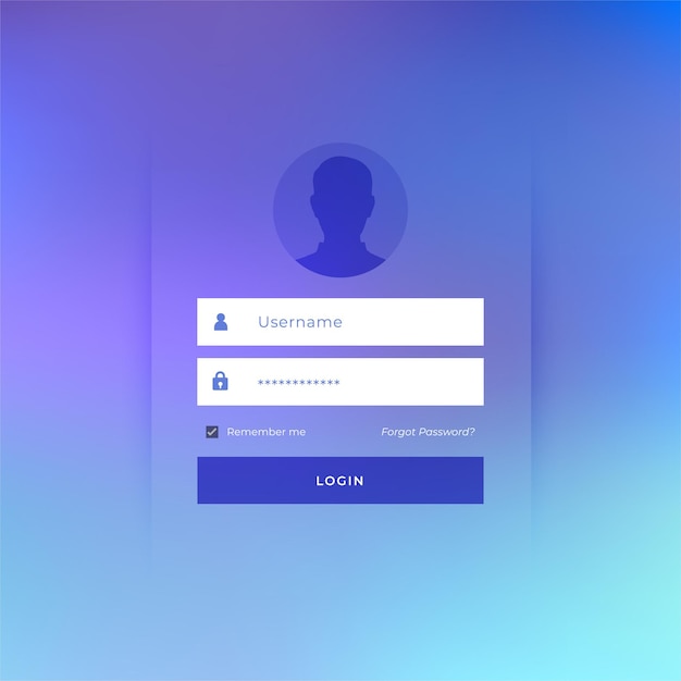 Free vector modern login page template with blur background