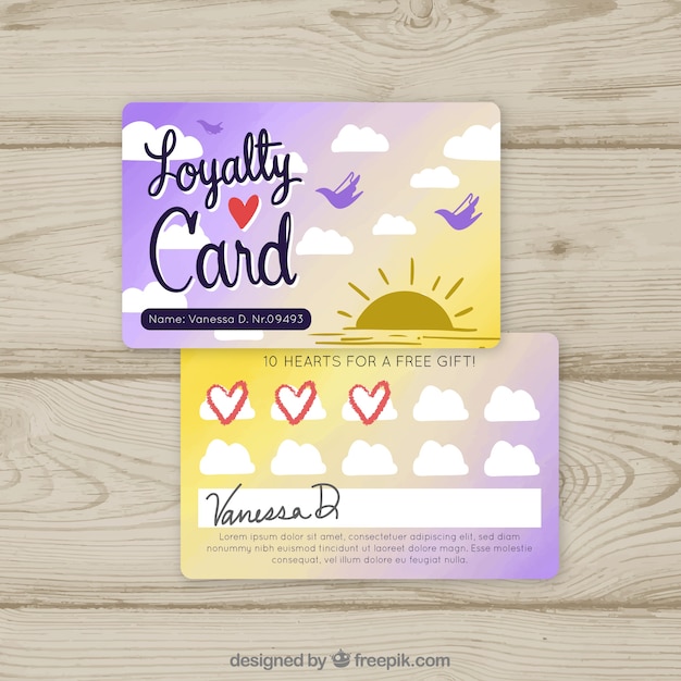 Free vector modern loyalty card template with colorful style