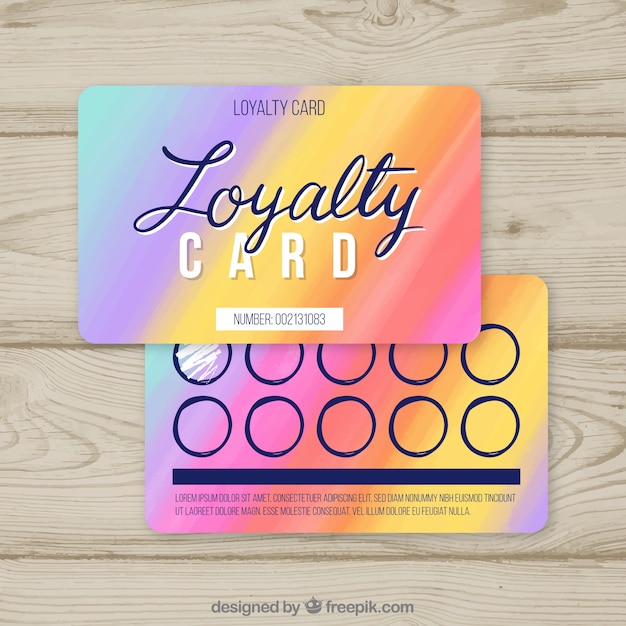 Modern loyalty card template with colorful style