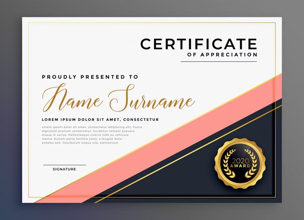 modern luxury certificate of appreciation template