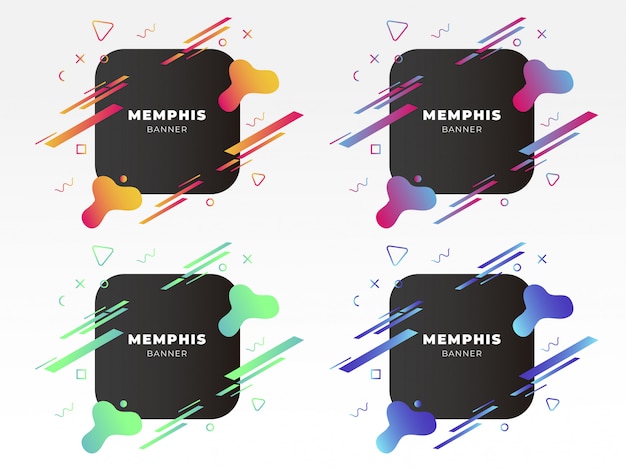 Free vector modern memphis banner with abstract shapes