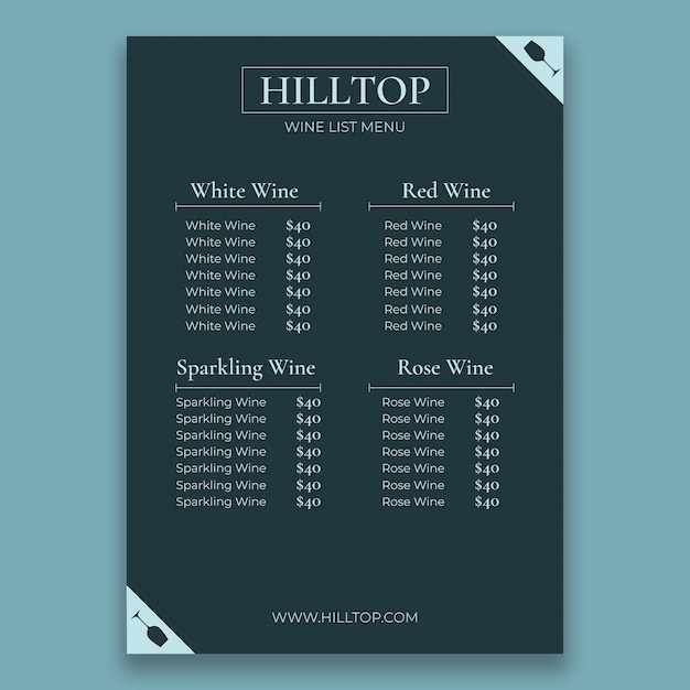 Free vector modern menu template design