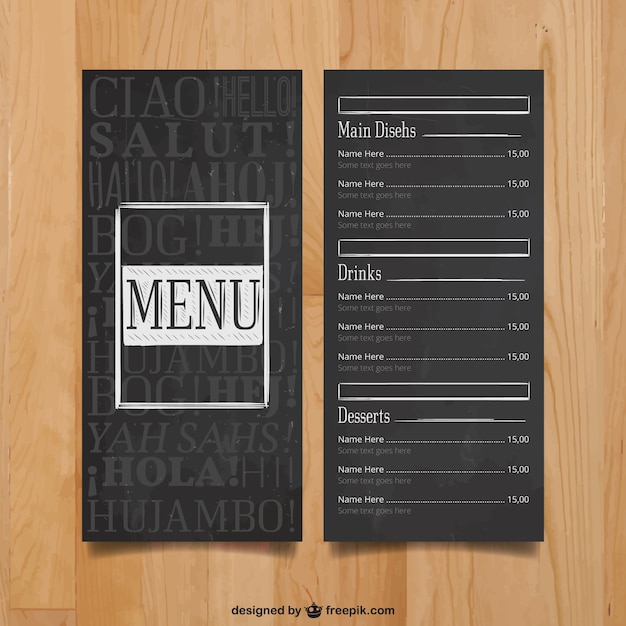 Free vector modern menu template