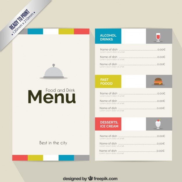 Free vector modern menu template