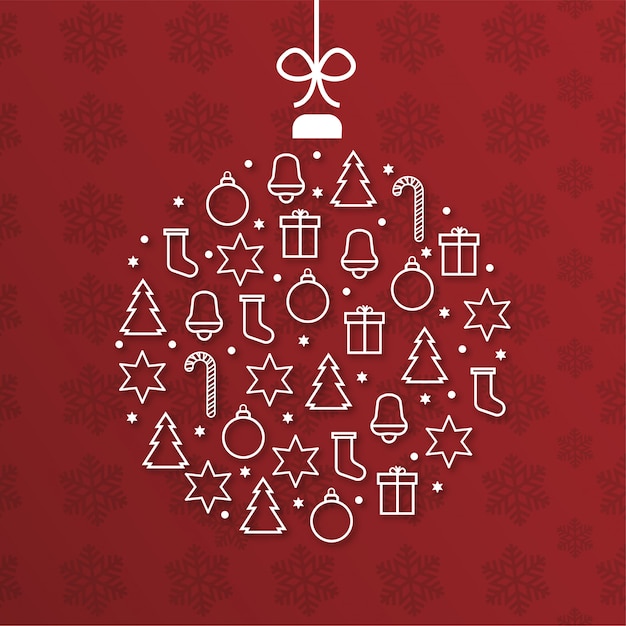 Modern merry christmas card with ball shape