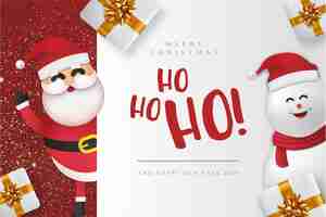 Free vector modern merry christmas card with claus