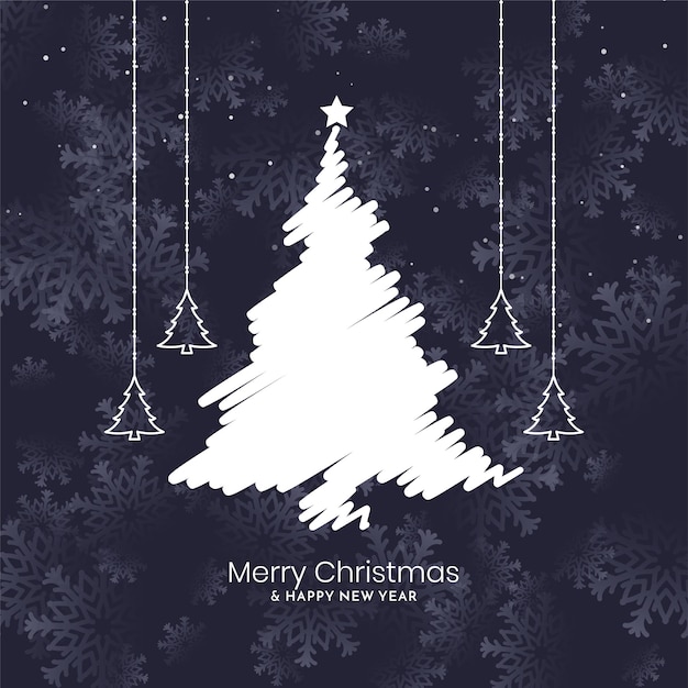 Free vector modern merry christmas festival greeting background with tree design vector