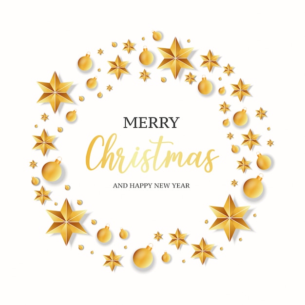 Free vector modern merry christmas greeting card with realistic frame