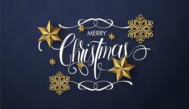 Modern Merry Christmas Lettering with Elegant Background