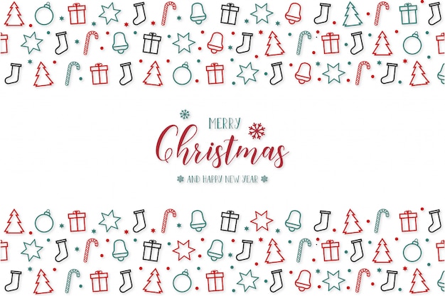 Modern merry christmas  with greeting icons