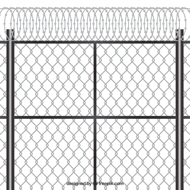 Vettore gratuito design moderno recinzione metallica con filo spinato