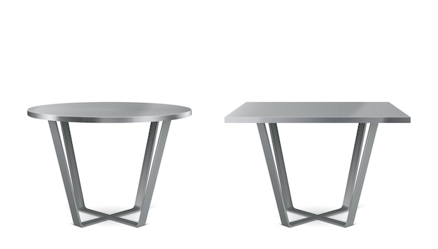 Modern metal tables with round and square top