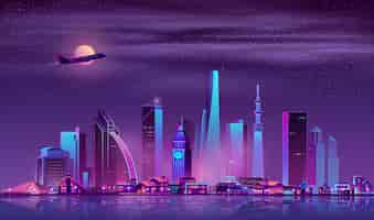 Free vector modern metropolis night cityscape cartoon vector