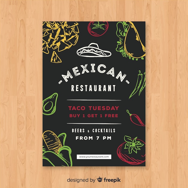 Free vector modern mexican restaurant flyer template