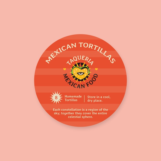 Modern mexican restaurant packaging round sticker