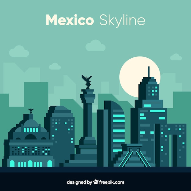 Free vector modern mexico skyline design