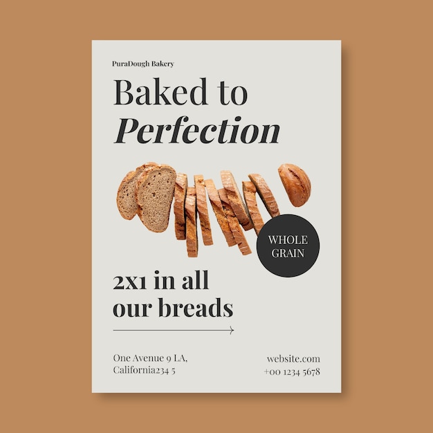 Free vector modern minimalist bakery poster template