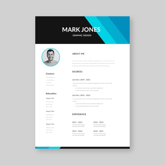 Modern minimalist cv template