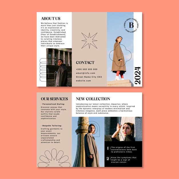 Modern minimalist fashion trifold brochure template