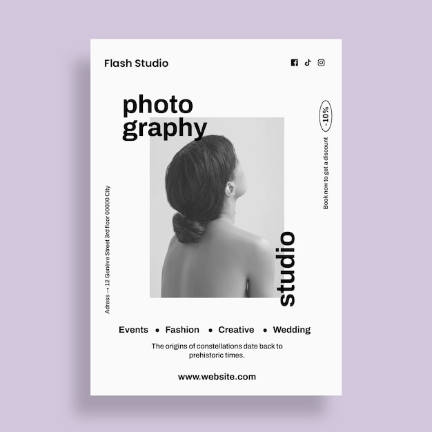 modern minimalist flash studio photography flyer