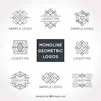 Бесплатное векторное изображение Современные монолинные логотипы в геометрическом стиле