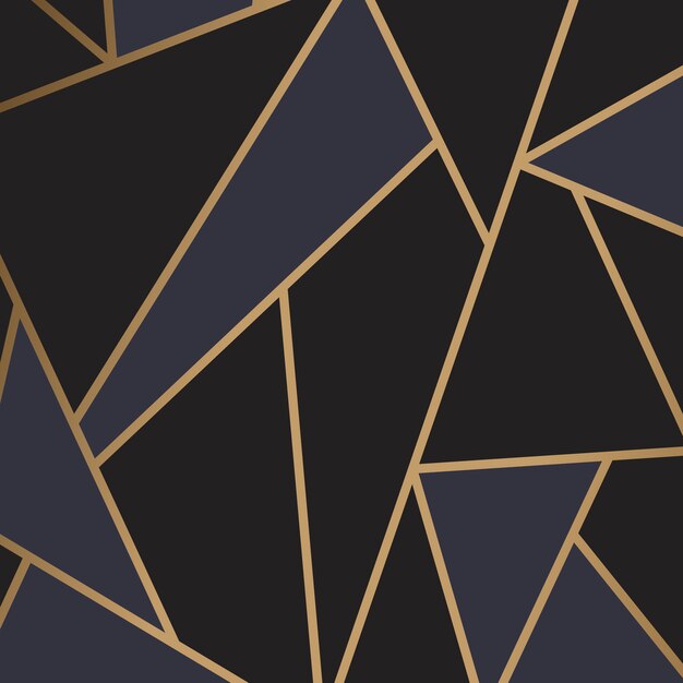 Modern mosaic wallpaper in black and gold