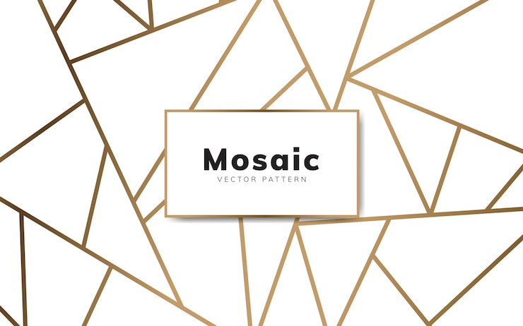 Free Vector modern mosaic wallpaper in white and gold