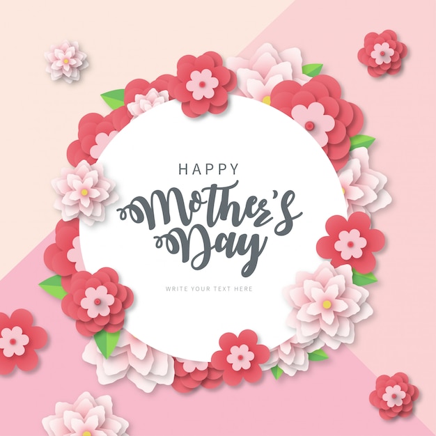 Free vector modern mother's day banner with papercut flowers