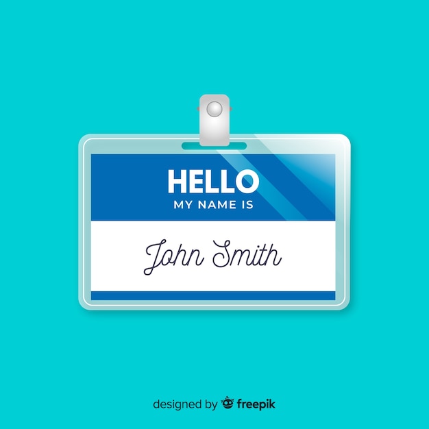 Free vector modern name tag template with realistic design