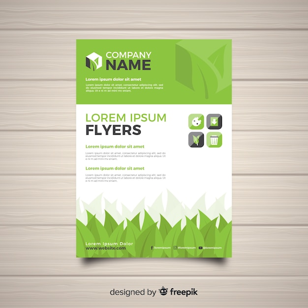 Modern nature flyer template with flat design
