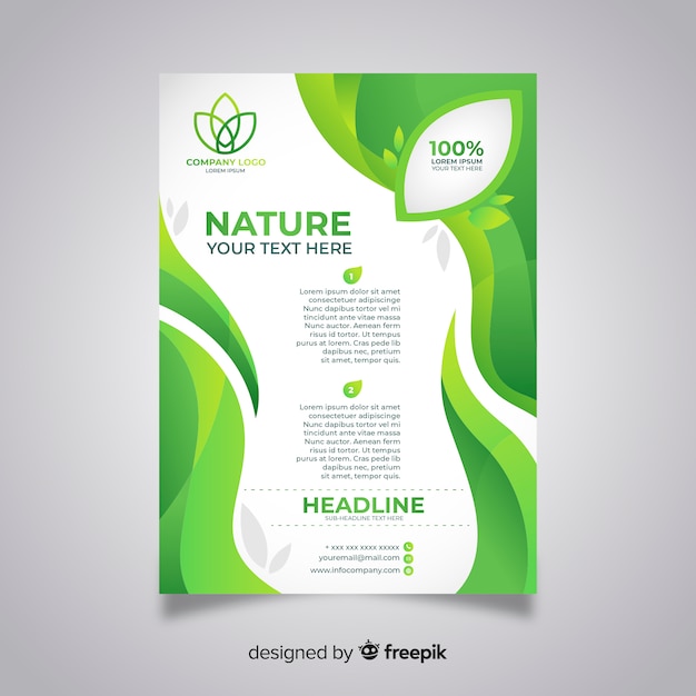 Free vector modern nature flyer template with flat design