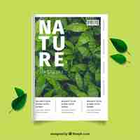 Free vector modern nature magazine cover template with photo