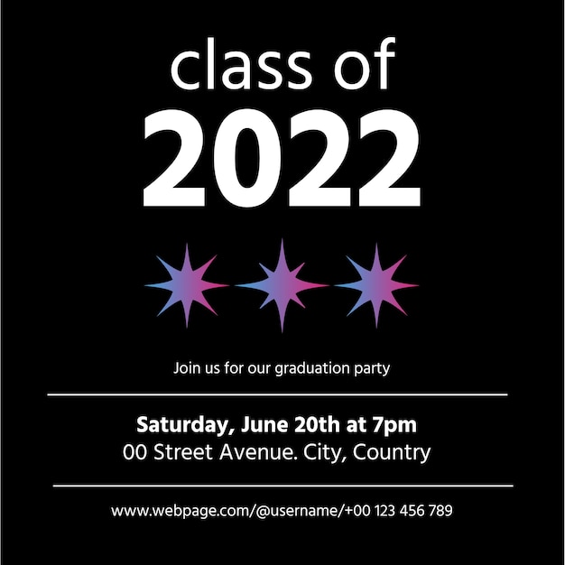 Free vector modern neon 2022 graduation invitation