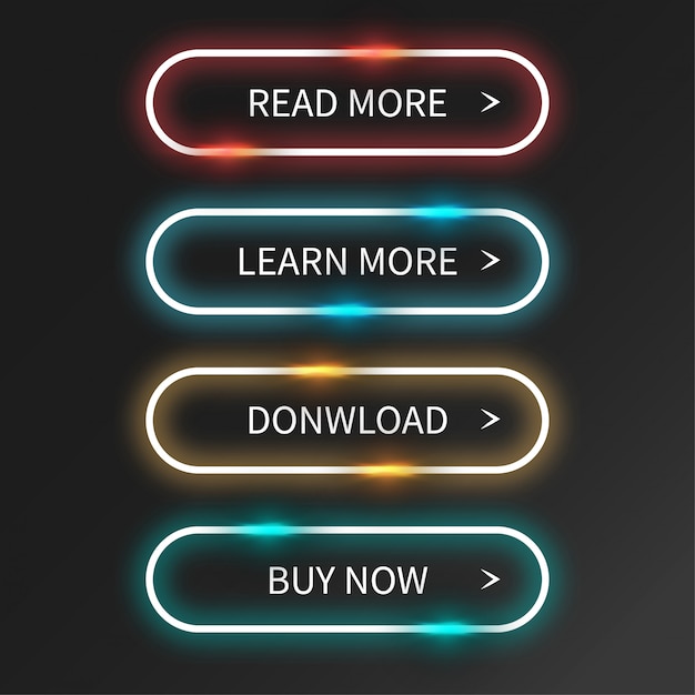 Free vector modern neon button template