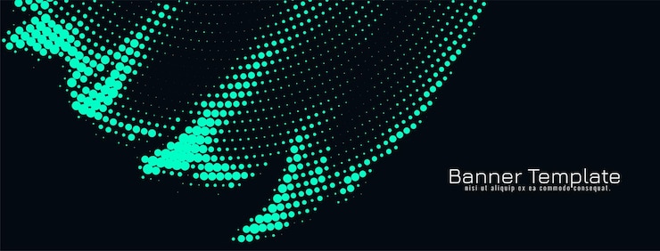 Free Vector modern neon green halftone design dark banner template vector