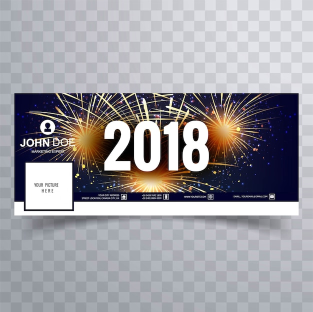 Modern new year 2018 facebook banner