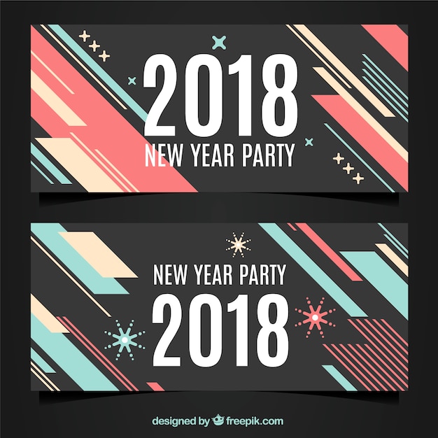 Modern new year 2018 party banners