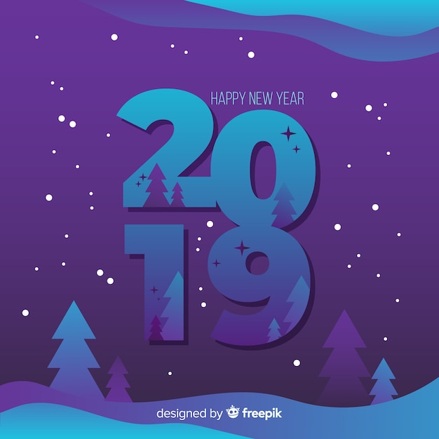 Free vector modern new year 2019 composition with flat design