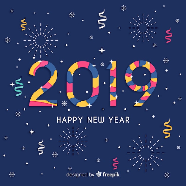Modern new year 2019 composition with flat design