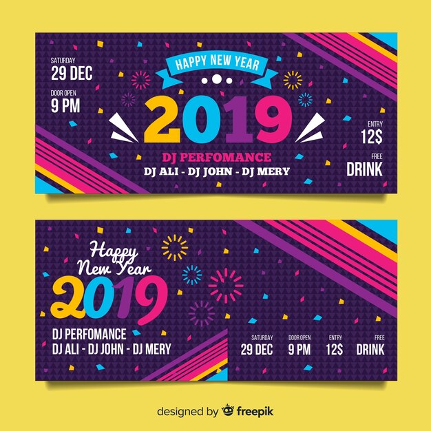 Modern new year party banners with abstract design