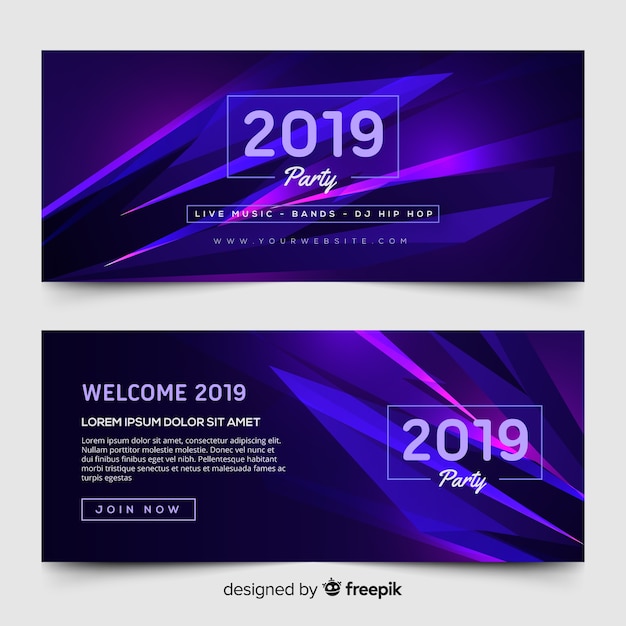 Modern new year party banners with flat design