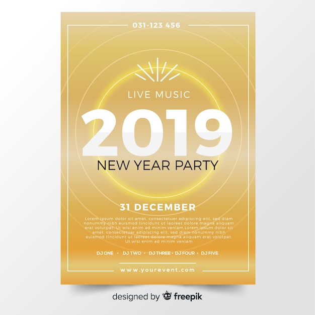 Modern new year party poster template with flat design