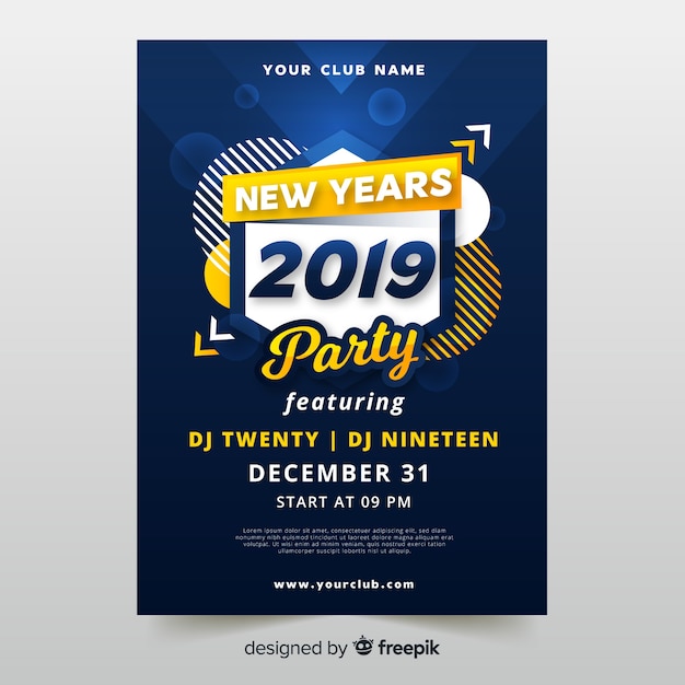 Modern new year party poster with abstract design