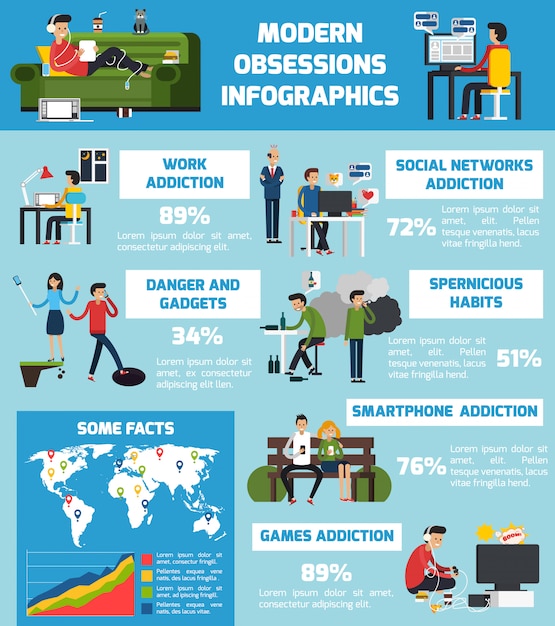 Modern Obsessions Infographics: Free Vector Templates for Download