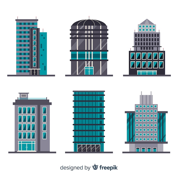 Free Vector modern office building collection with flat design